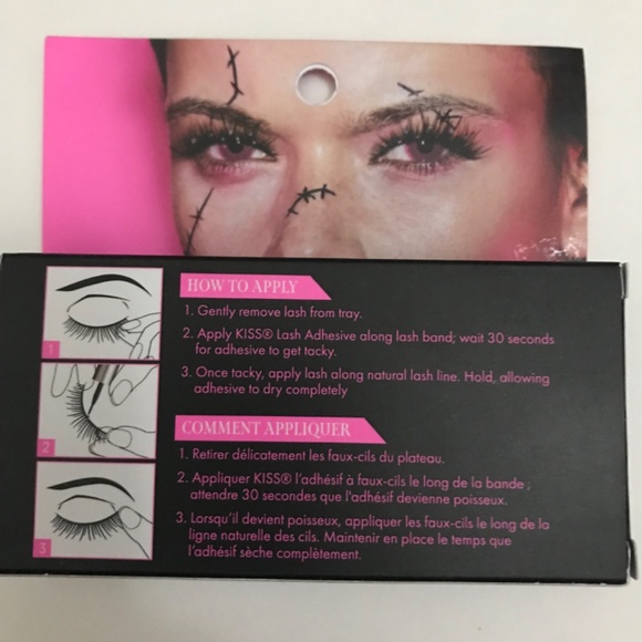 Kiss Pink Zombie Eyelashes One Size Black Color  with Sparkles Limited Edition - Picture 2 of 4
